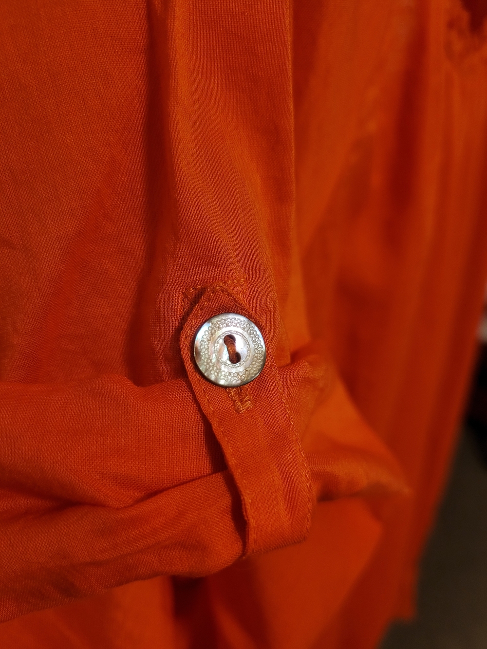 Sundance, Beautiful orange, cotton top In large. Short-Sleeve - Picture 6 of 15